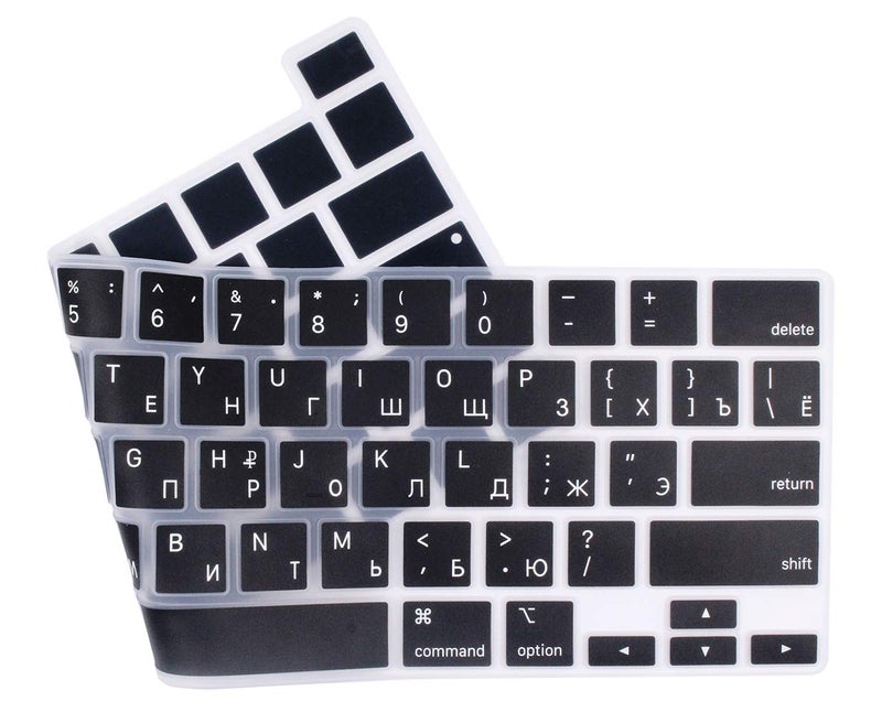 UHamn Russian Language Silicone Keyboard Cover Skin Compatible with 2020 2019 MacBook Pro 16 inch with Retina Display Model A2141, 2022 2021 2020 MacBook Pro 13 inch with M2/M1 Chip A2338 A2289 A2251 (Black - Image 2